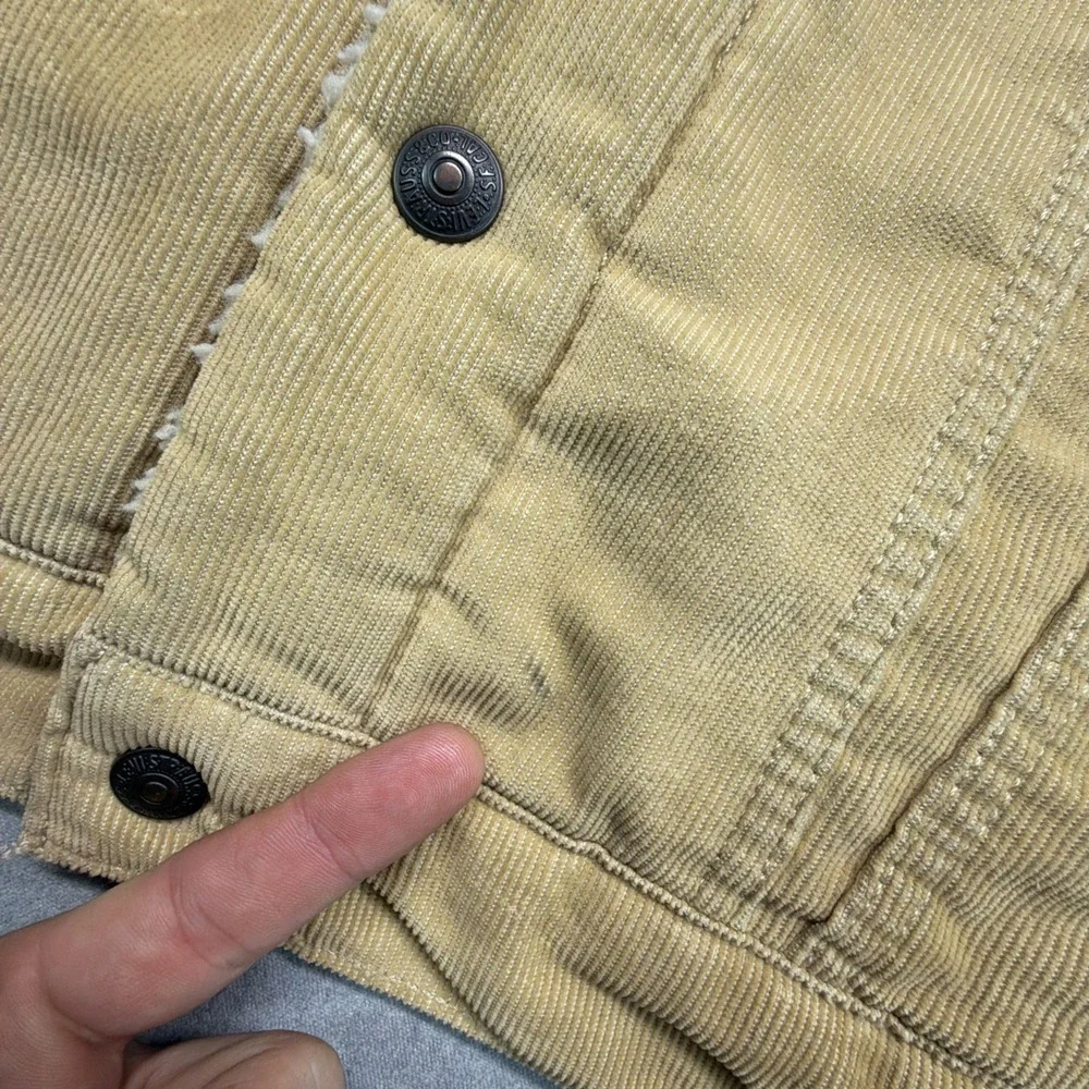 Levi's Sherpa Lined Corduroy‎ Tan Trucker Jacket Mens M Beige Levi Strauss Coat